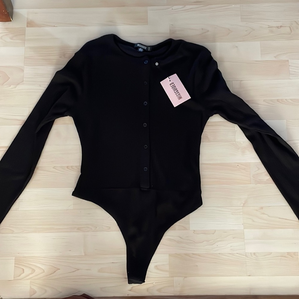 Missguided Black Button-up Bodysuit